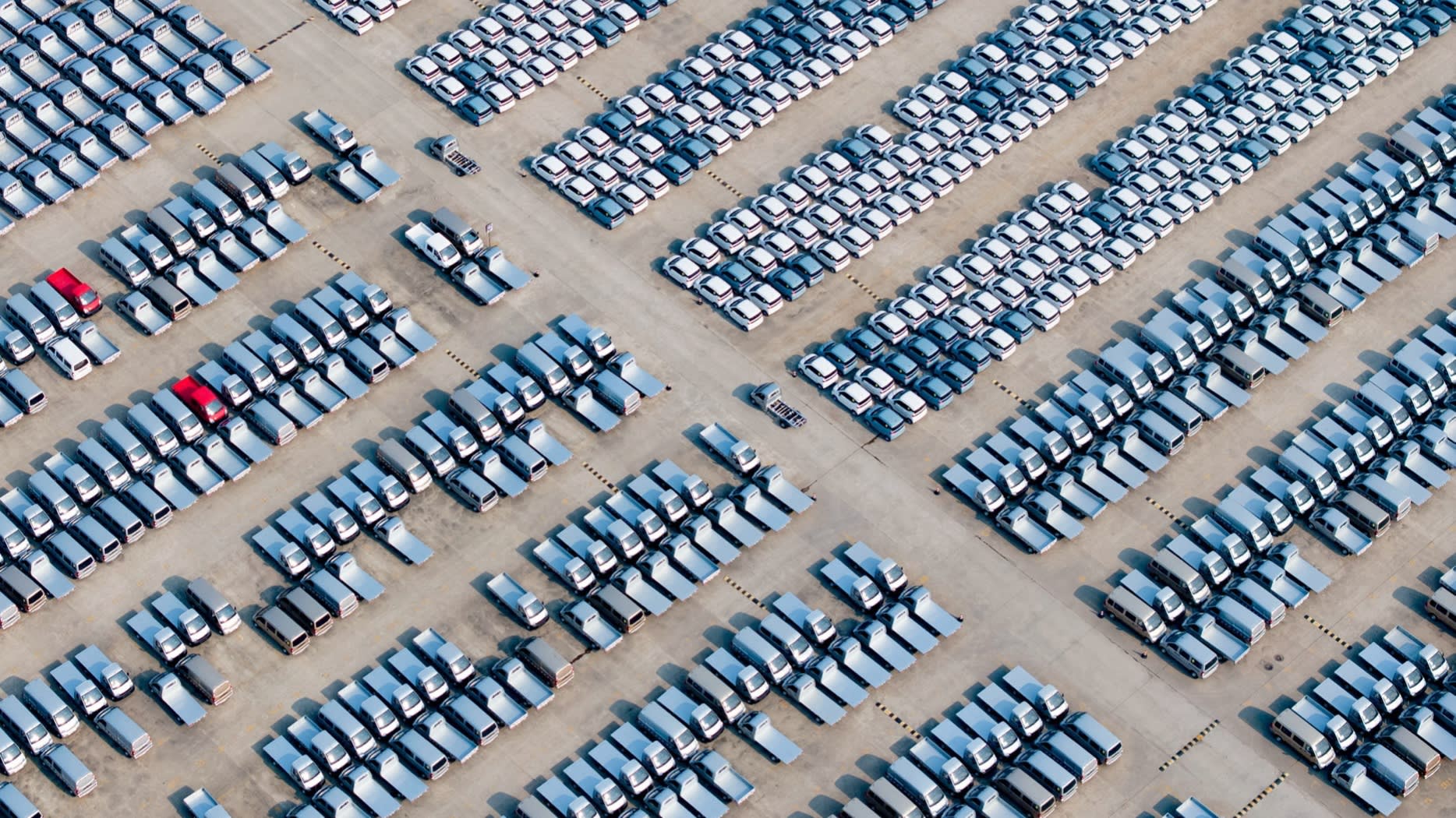 Cars parked at auto plant in Qingdao area of Shandong Free Trade Zone