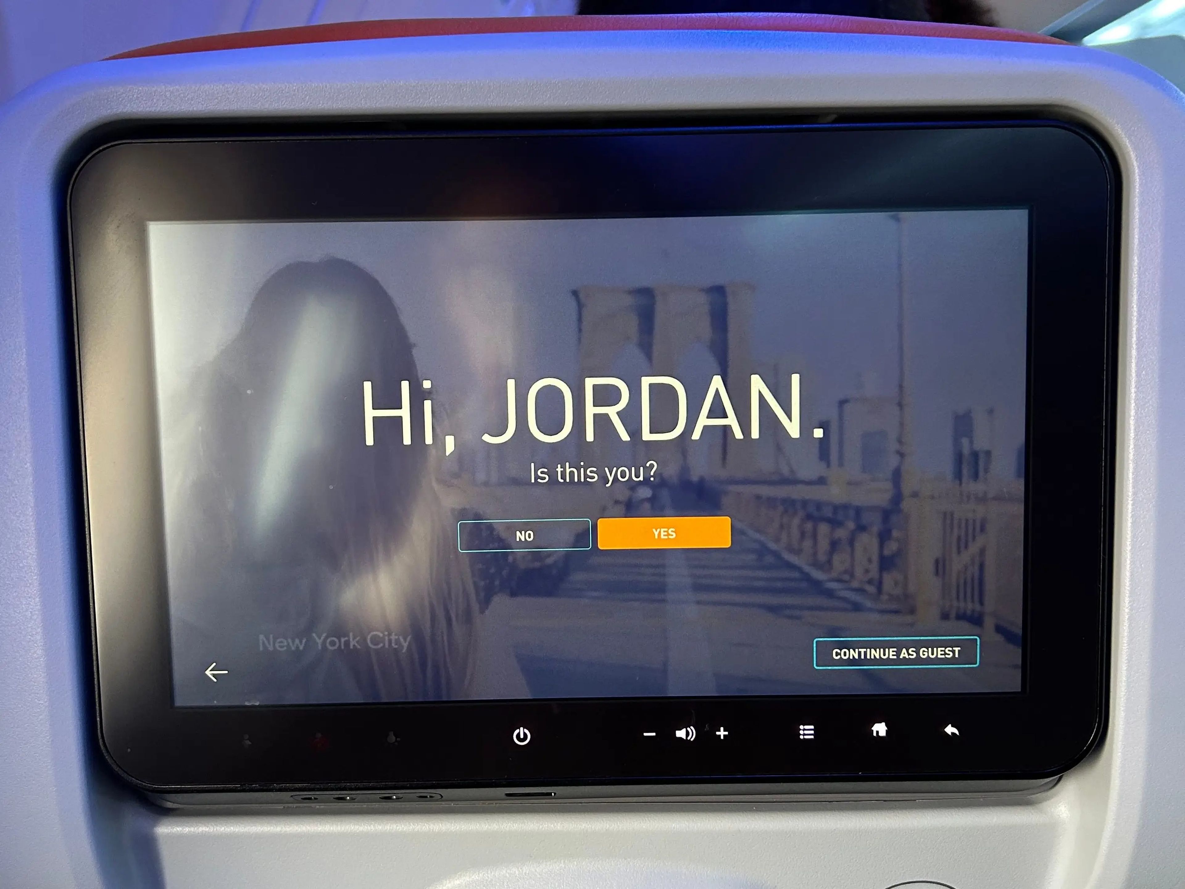 The seat-screen in JetBlue's economy class.