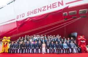 Jinling Shipyard hands over ‘world’s largest’ dual-fuel car carrier to BYD Jinling Shipyard hands over 'world's largest' dual-fuel car carrier to BYD