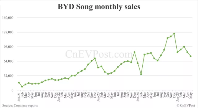 BYD May sales breakdown: Song 74,949 units, Seagull 60,131