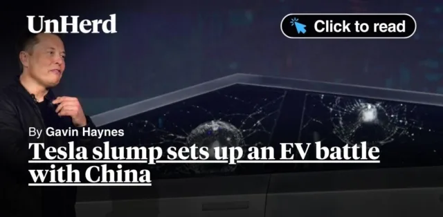 Tesla slump sets up an EV battle with China