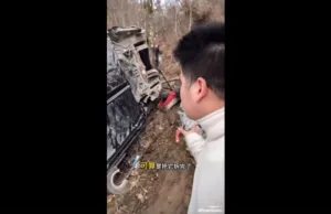 Tesla Model Y falls off a cliff in China, occupants walk away safely Tesla Model Y falls off a cliff in China, occupants walk away safely