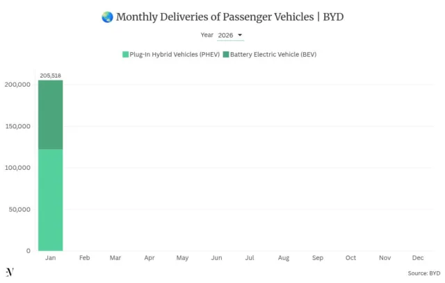 BYD Shares Tumble to New 16-Month Low as January Sales Slump