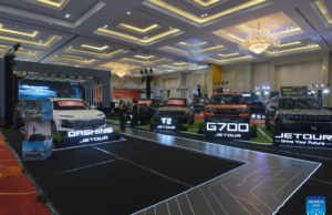 Chinese car brands on display at auto show in Phnom Penh, Cambodia Chinese car brands on display at auto show in Phnom Penh, Cambodia